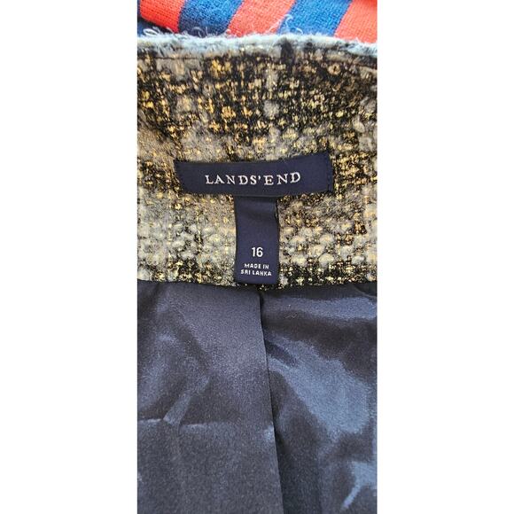 Lands' End Boucle Tweed‎ Wool Blend Plaid Blazer Jacket Women Size 16 Multicolor - Picture 6 of 8